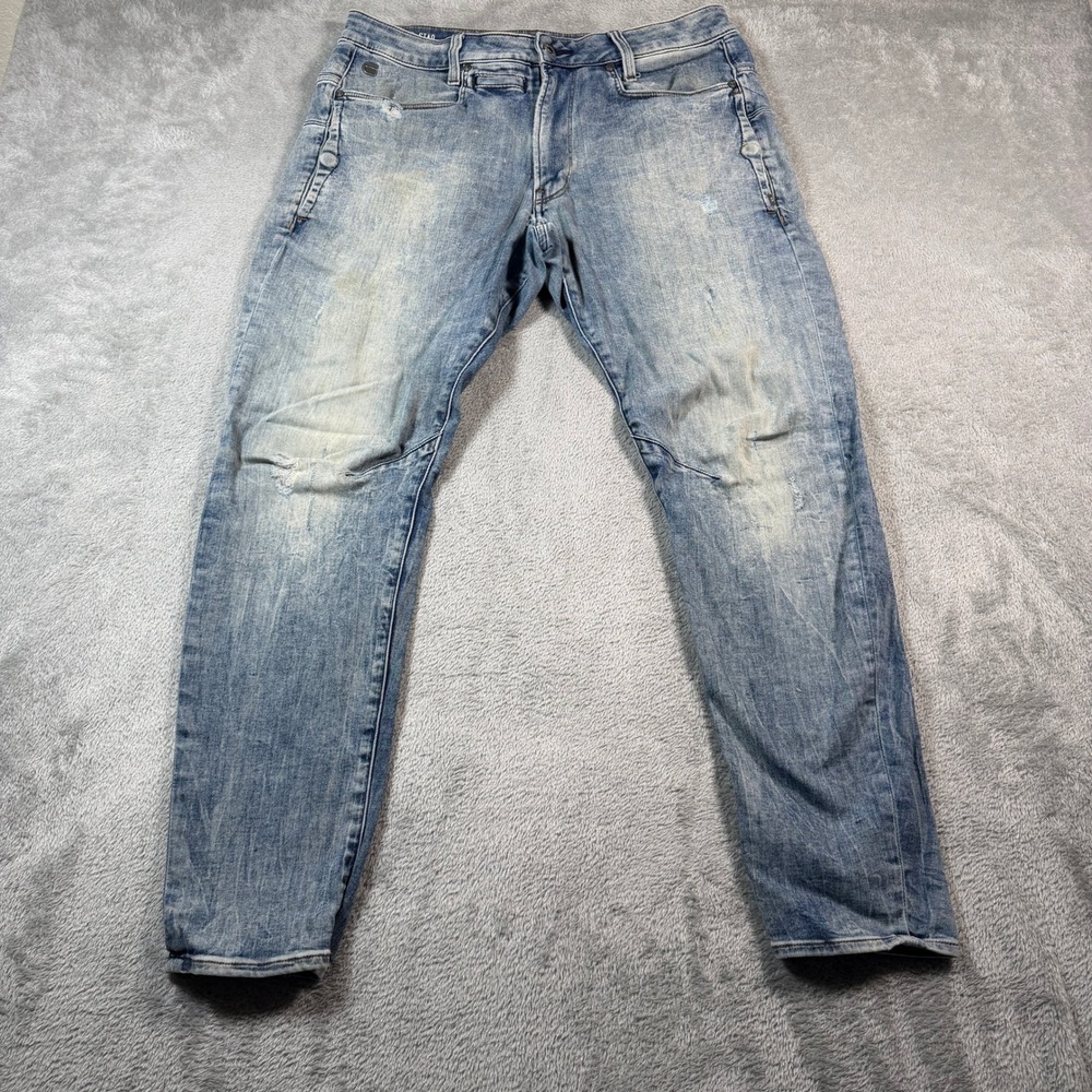 G-Star RAW D-Staq Jeans Mens 32x32 Medium Wash Blue Slim Stretch Denim Pant
